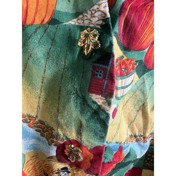 Handmade leaf button snap closure fall novelty farm print vest Women's XS - Picture 4 of 8